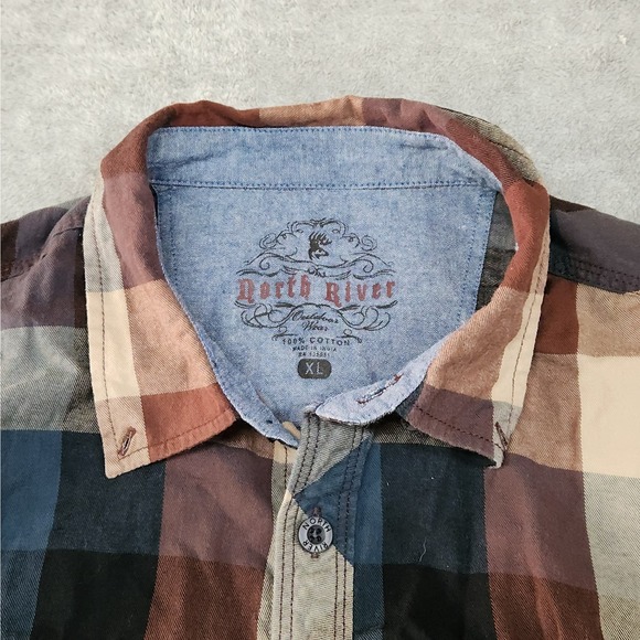 North River Men's XL Plaid‎ Long Sleeve Button Down Western Shirt - Picture 3 of 5